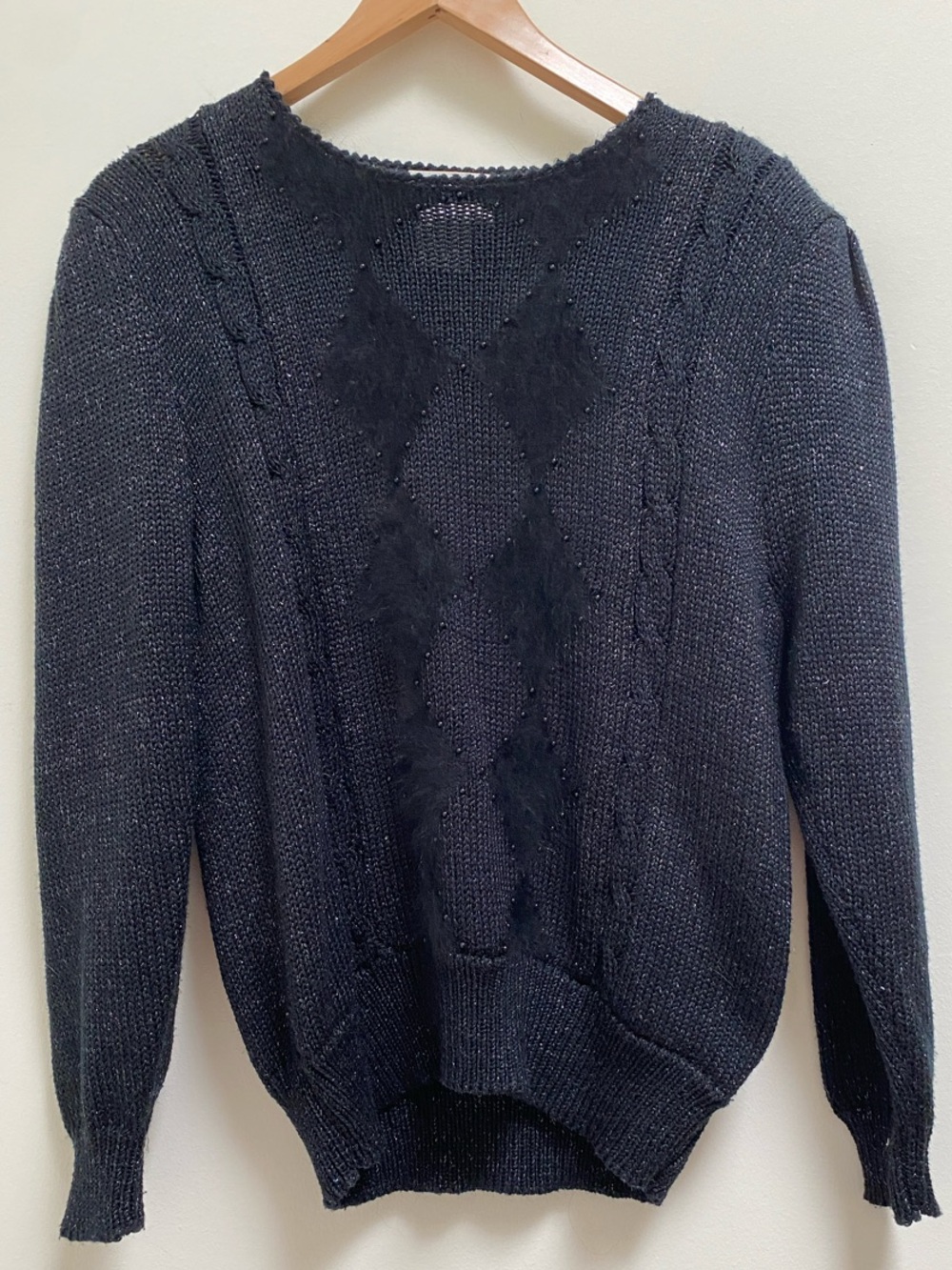 Y2K Vintage Metallic Grunge Argyle Knit Sweater